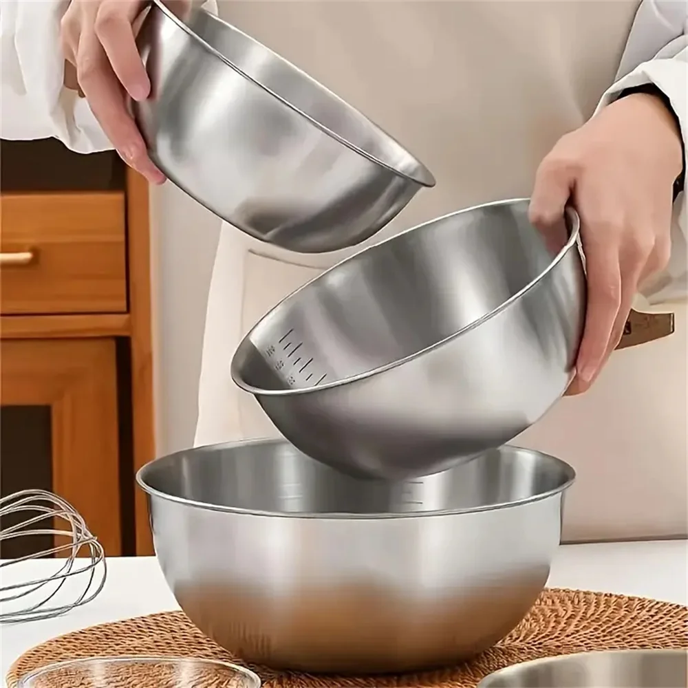 Kitchen Gadgets Organizer - 2026년형 스테인리스 스틸 믹싱 볼 세트,