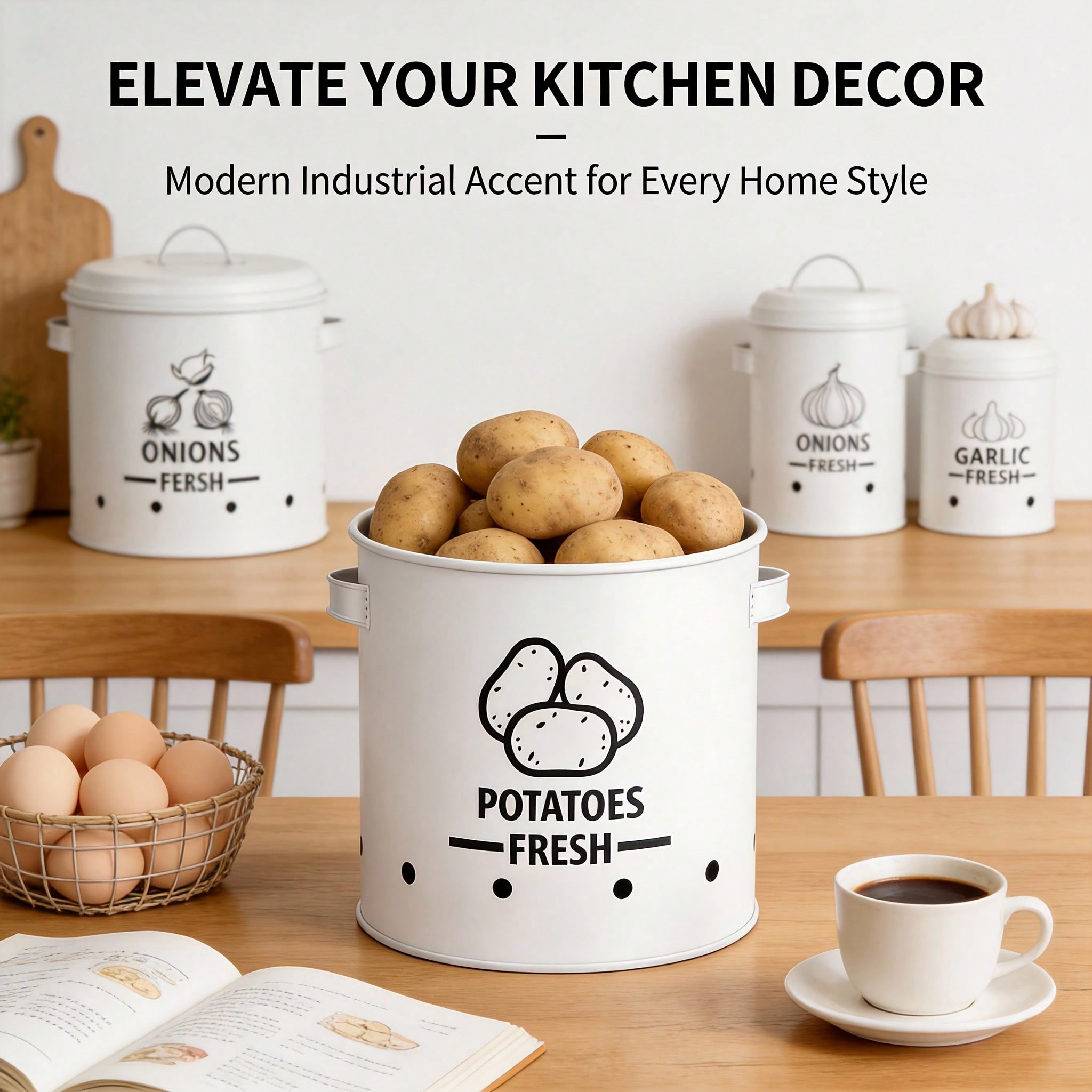 감자 양파 마늘 보관함 세트, 농가풍 블랙 메탈 3종  - Kitchen Gadgets Organizer 리뷰 및 가격
